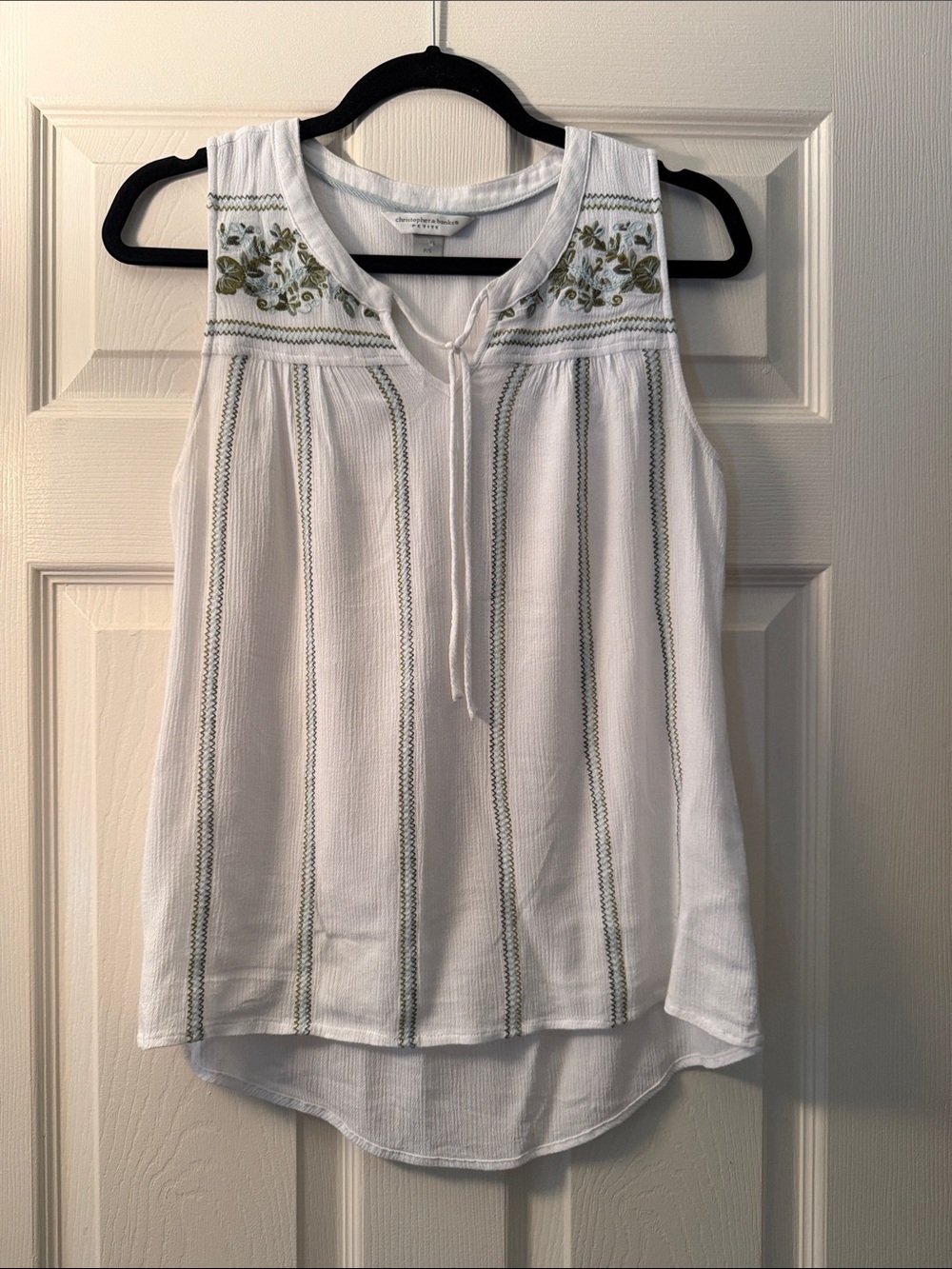 Embroidered White Sleeveless Top